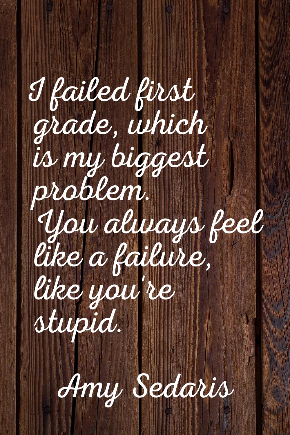 I failed first grade, which is my biggest problem. You always feel like a failure, like you're stup