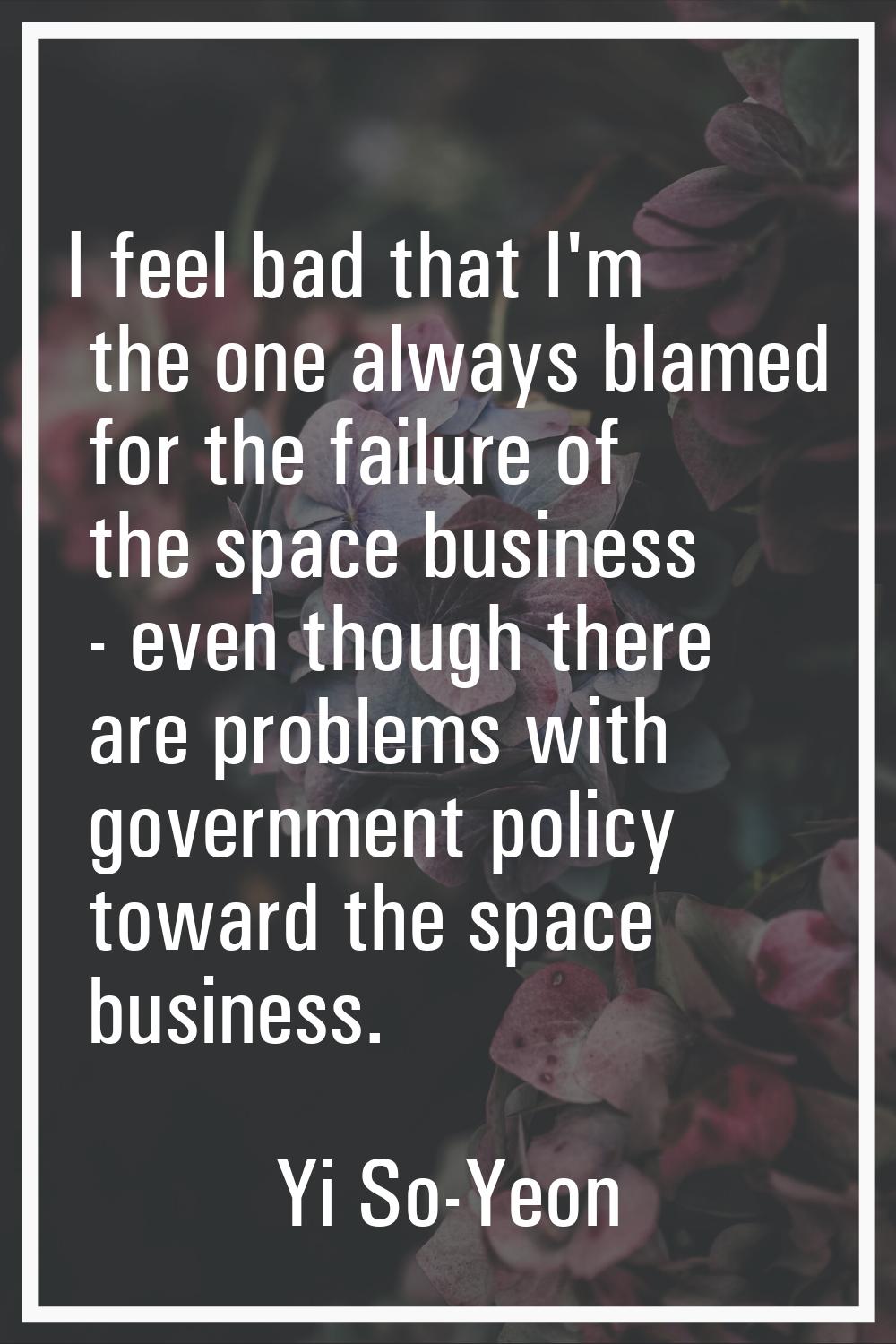 I feel bad that I'm the one always blamed for the failure of the space business - even though there