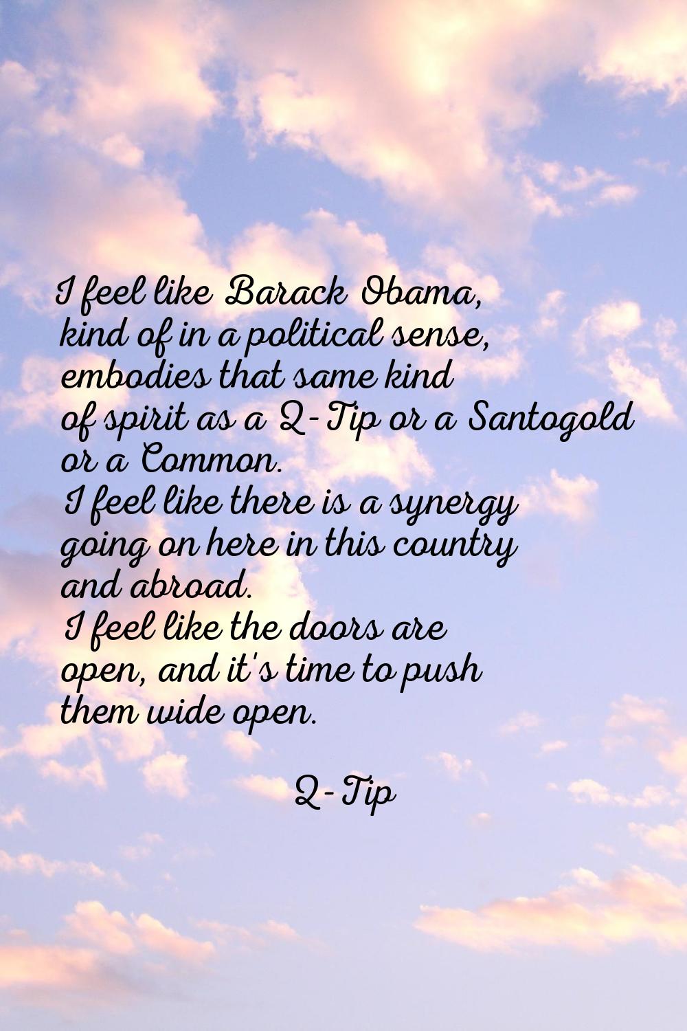 I feel like Barack Obama, kind of in a political sense, embodies that same kind of spirit as a Q-Ti