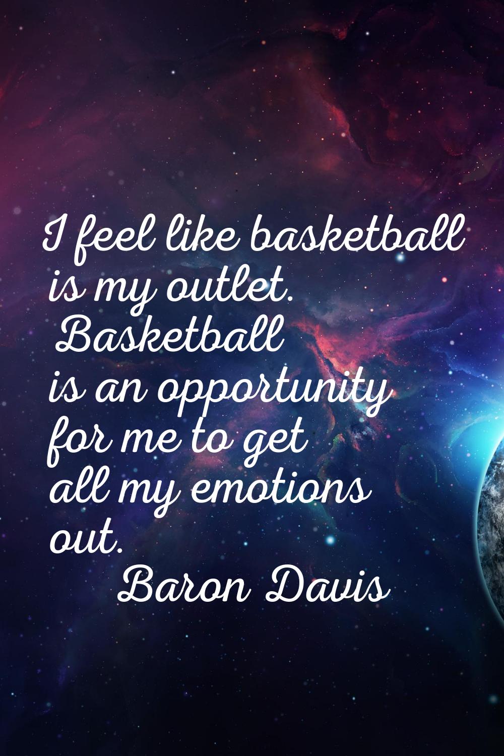 I feel like basketball is my outlet. Basketball is an opportunity for me to get all my emotions out