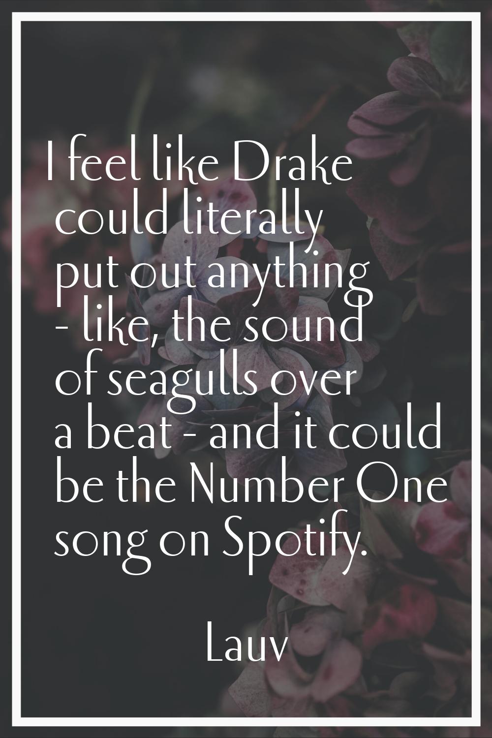 I feel like Drake could literally put out anything - like, the sound of seagulls over a beat - and 