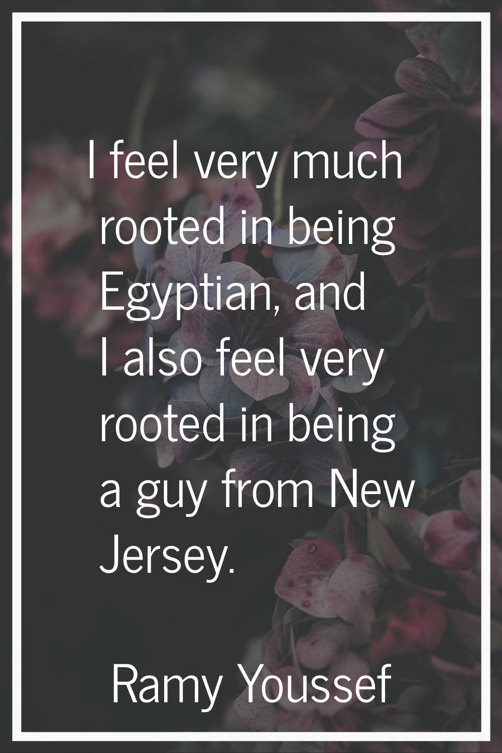 I feel very much rooted in being Egyptian, and I also feel very rooted in being a guy from New Jers
