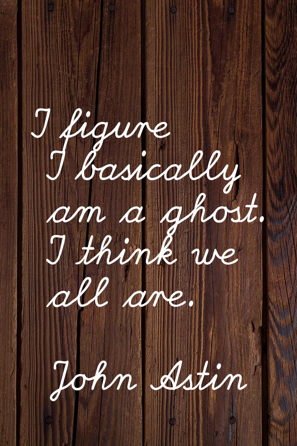 I figure I basically am a ghost. I think we all are.