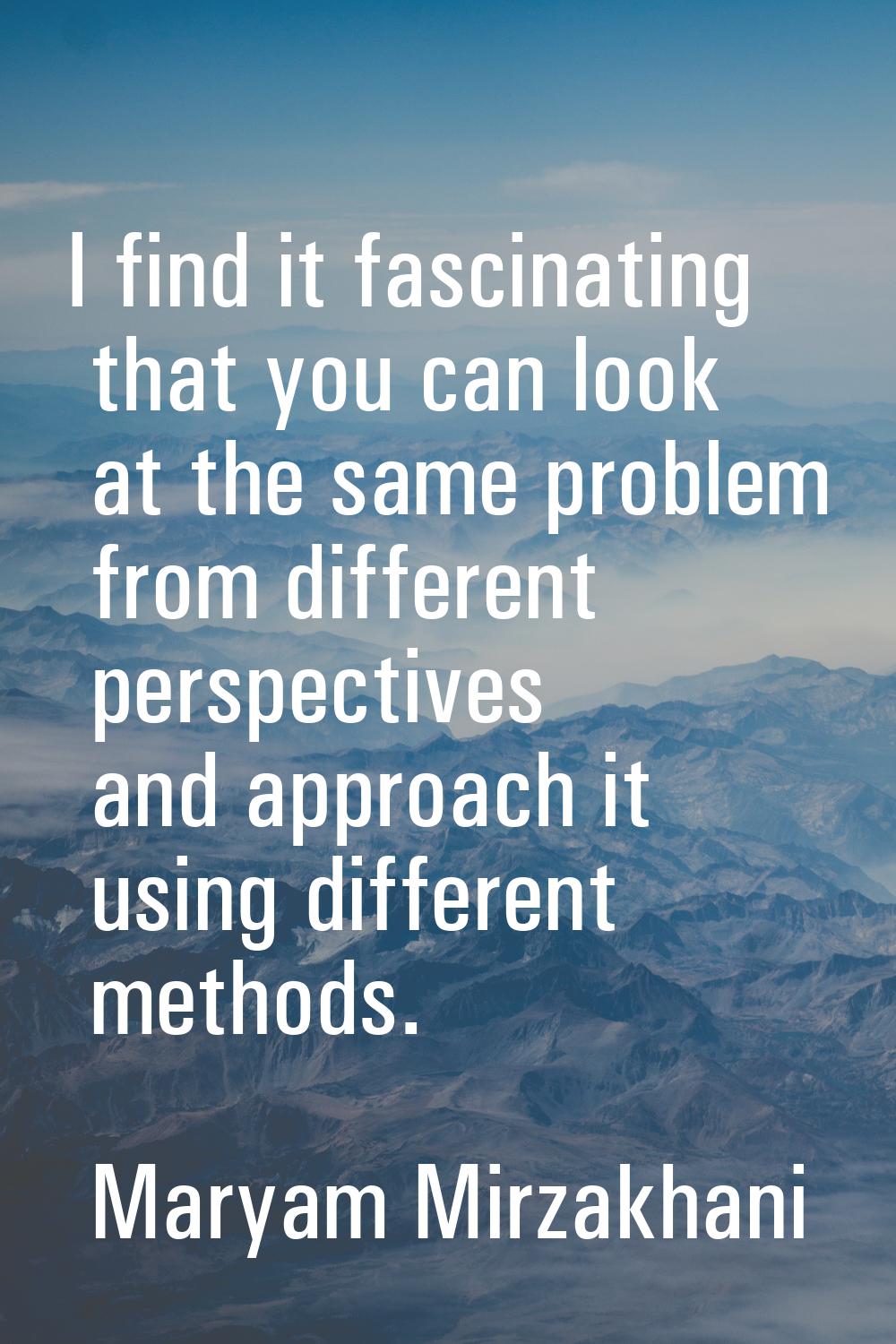 I find it fascinating that you can look at the same problem from different perspectives and approac