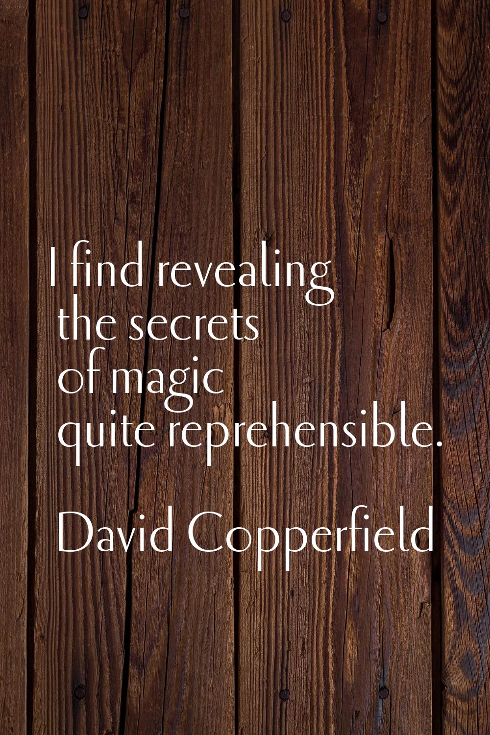 I find revealing the secrets of magic quite reprehensible.