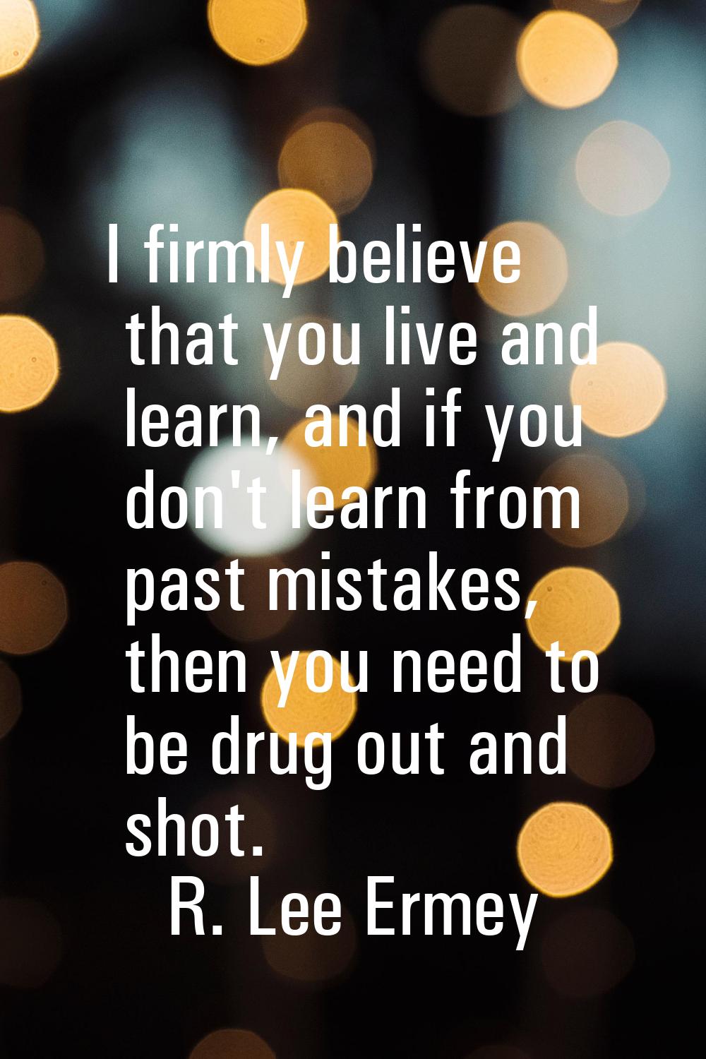 I firmly believe that you live and learn, and if you don't learn from past mistakes, then you need 