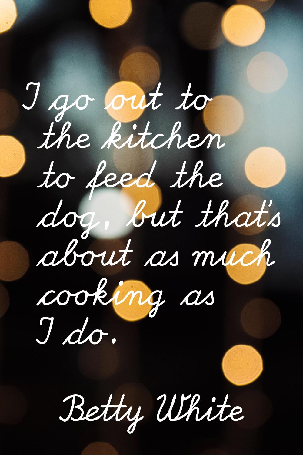 I go out to the kitchen to feed the dog, but that's about as much cooking as I do.