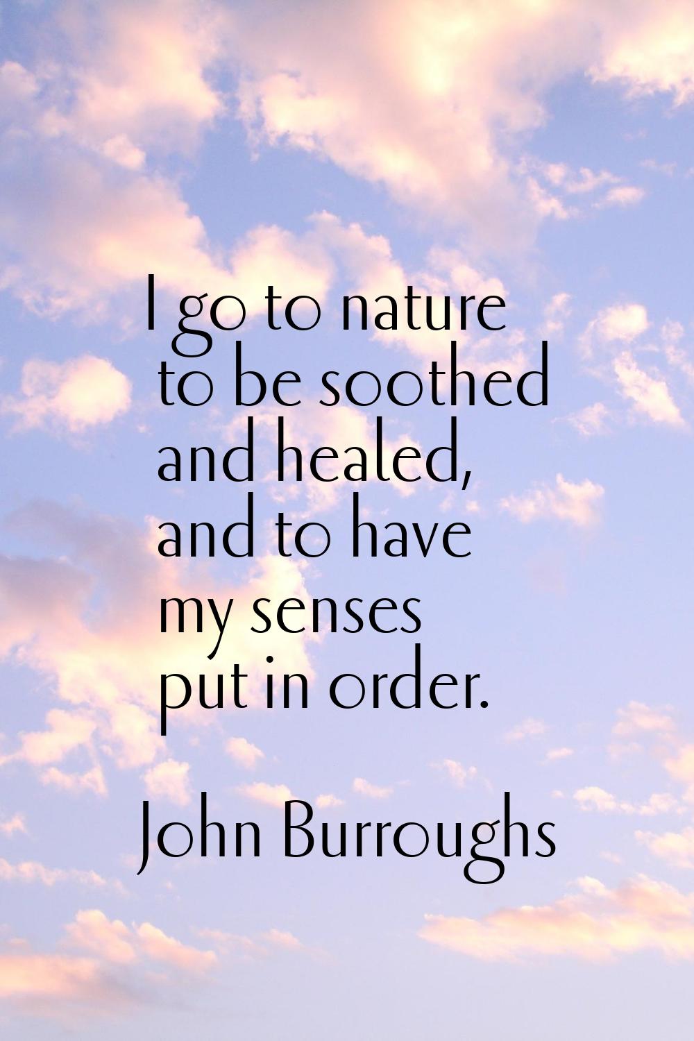I go to nature to be soothed and healed, and to have my senses put in order.