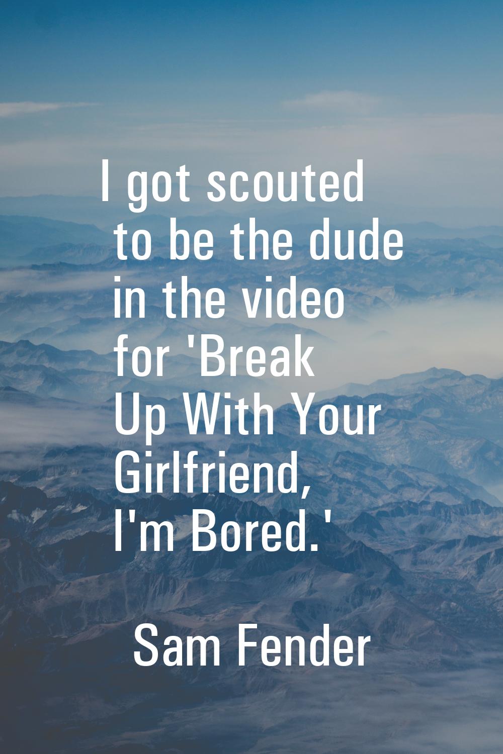 I got scouted to be the dude in the video for 'Break Up With Your Girlfriend, I'm Bored.'