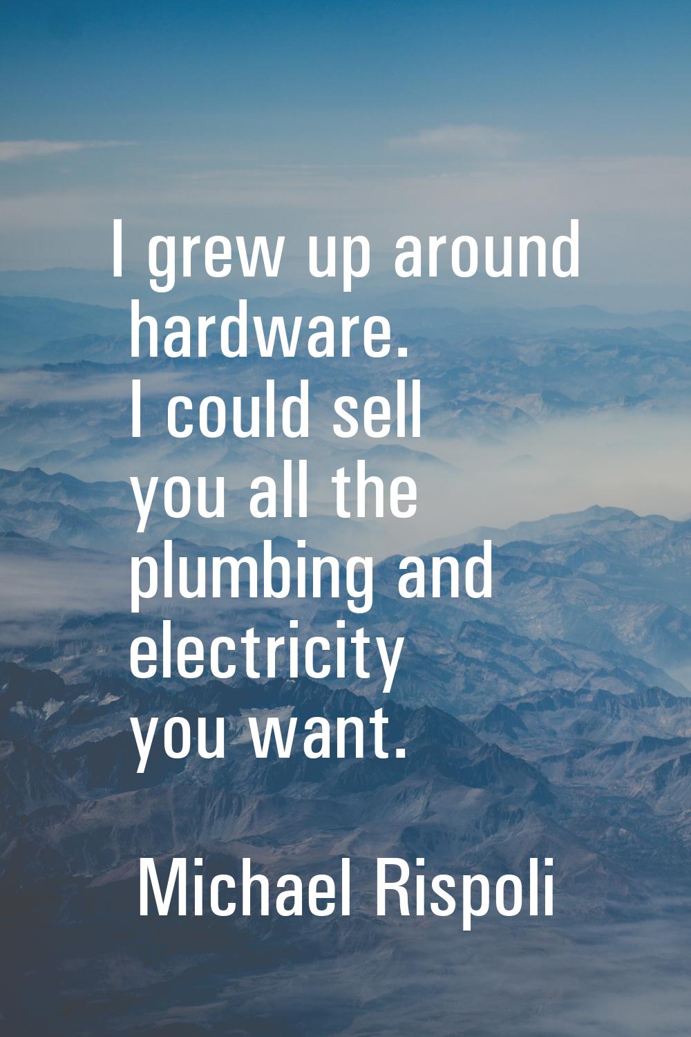 I grew up around hardware. I could sell you all the plumbing and electricity you want.