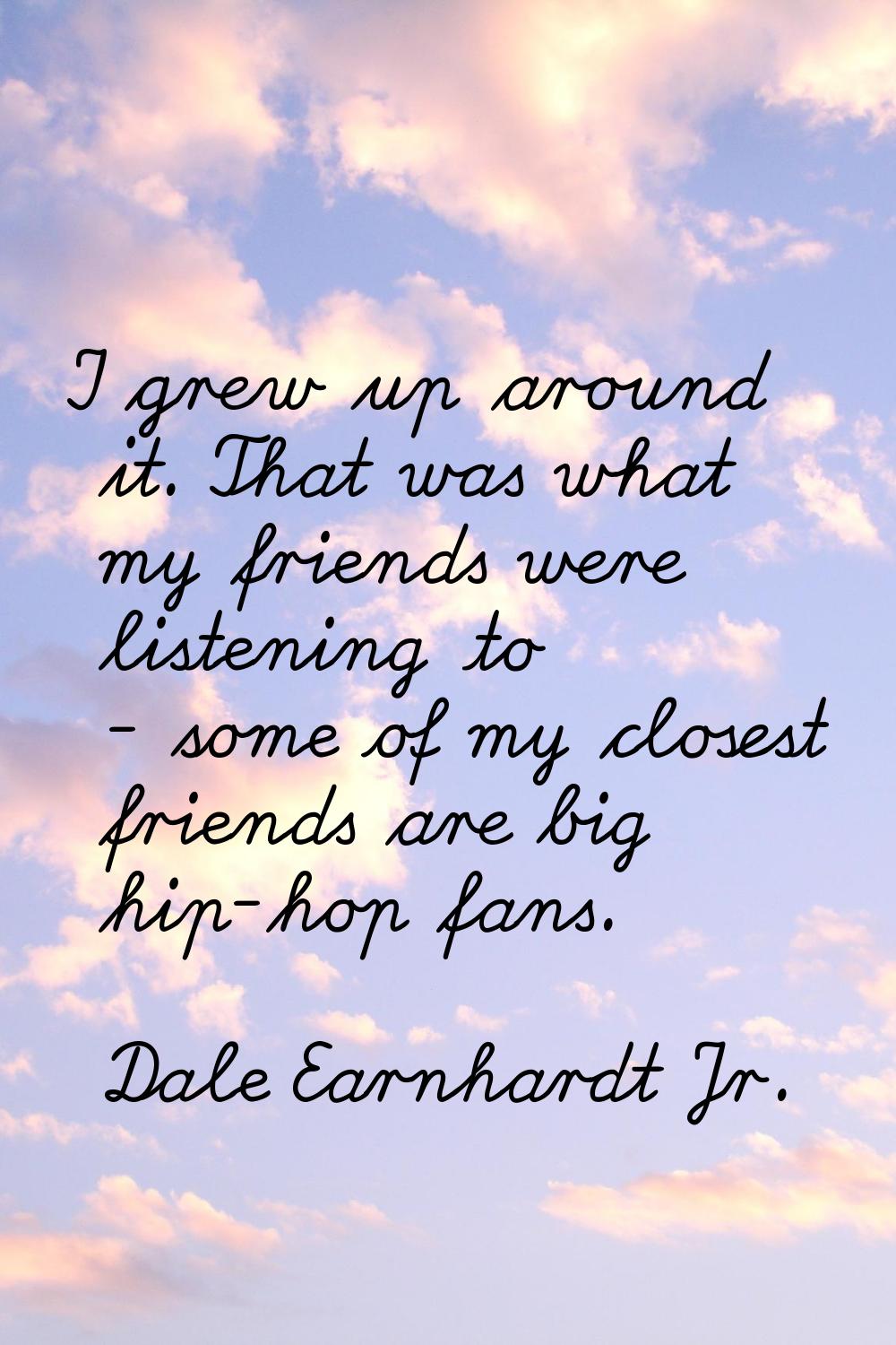 I grew up around it. That was what my friends were listening to - some of my closest friends are bi