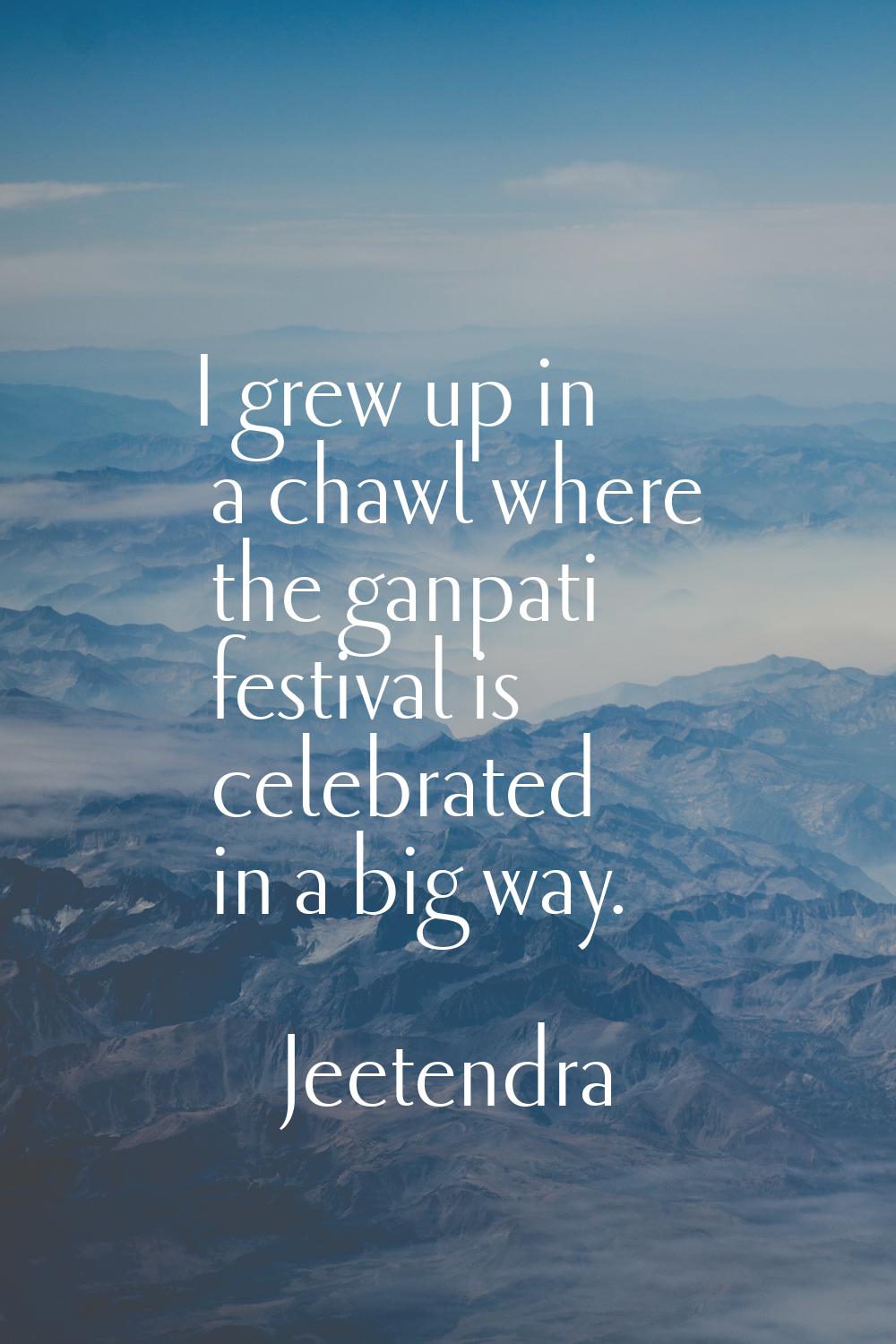 I grew up in a chawl where the ganpati festival is celebrated in a big way.