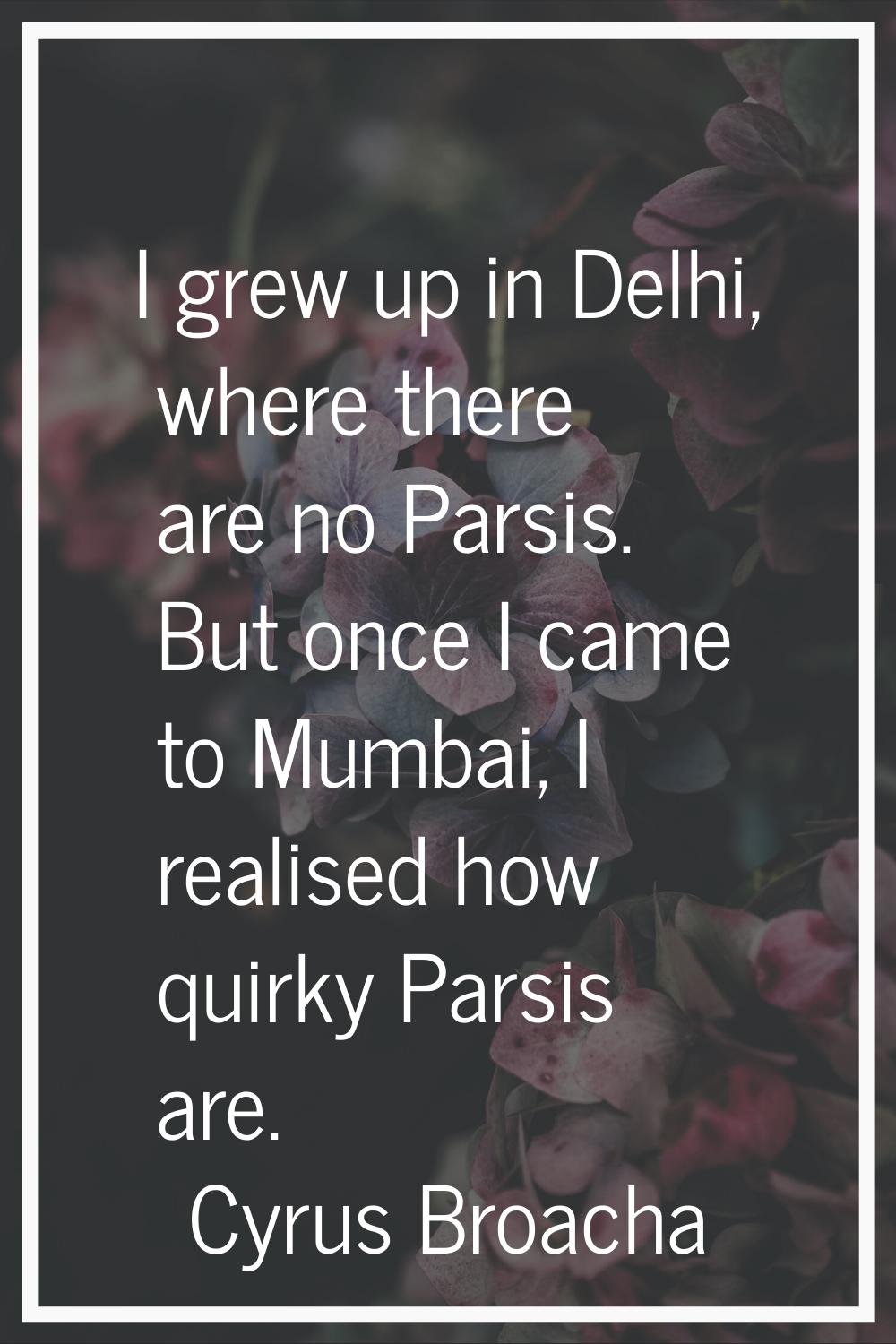 I grew up in Delhi, where there are no Parsis. But once I came to Mumbai, I realised how quirky Par