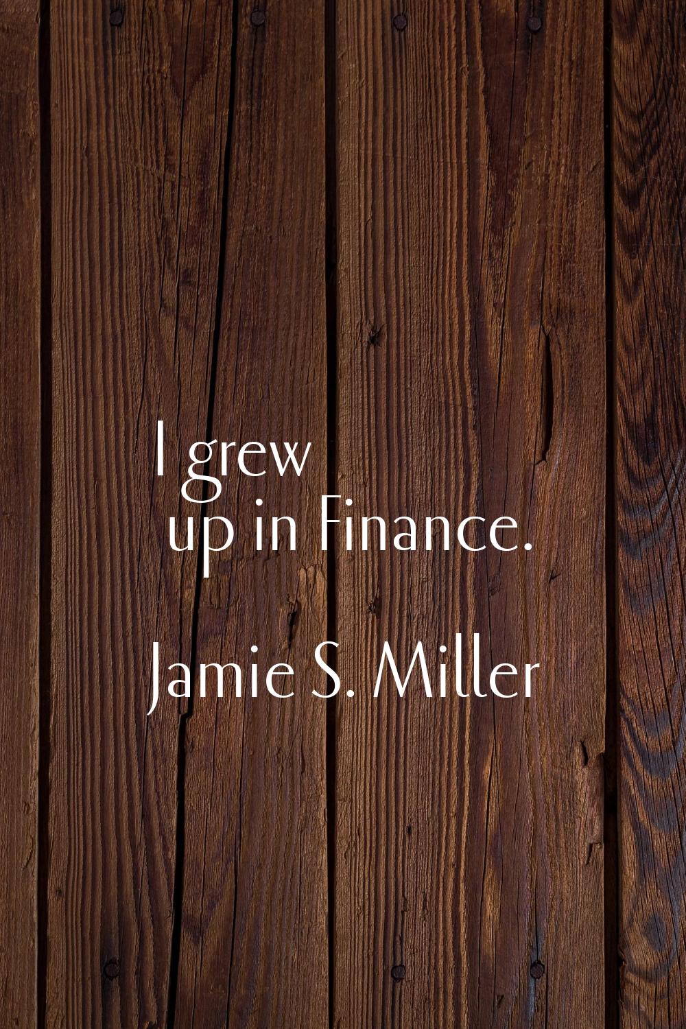 I grew up in Finance.