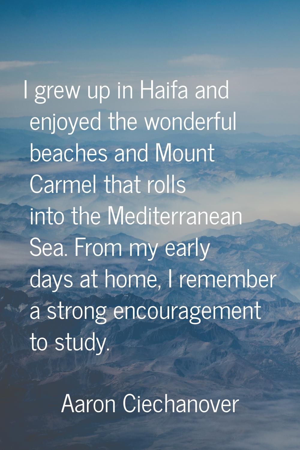 I grew up in Haifa and enjoyed the wonderful beaches and Mount Carmel that rolls into the Mediterra