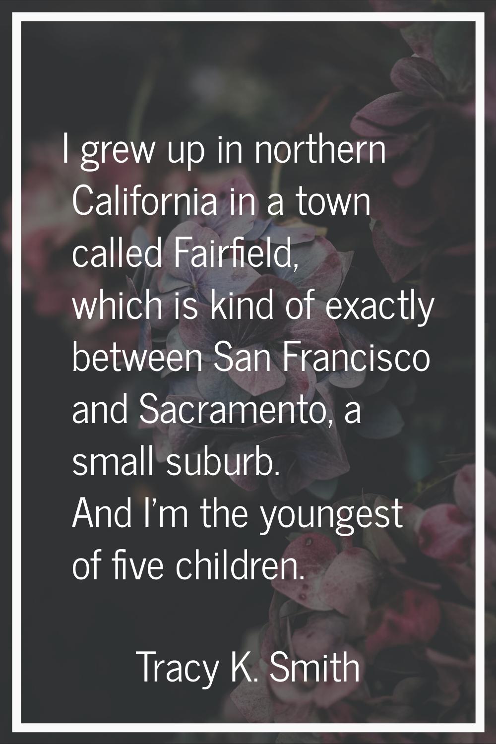I grew up in northern California in a town called Fairfield, which is kind of exactly between San F