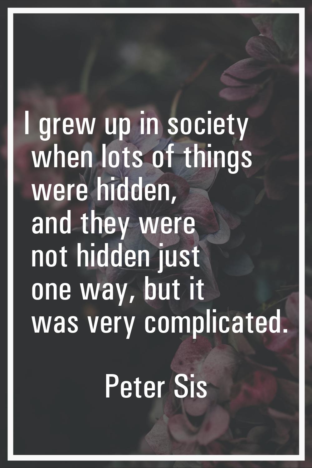 I grew up in society when lots of things were hidden, and they were not hidden just one way, but it
