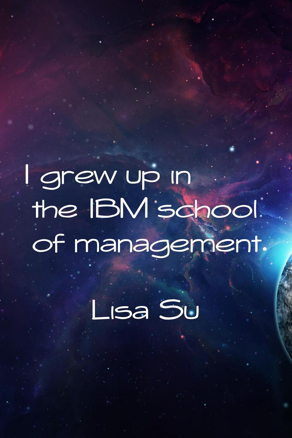 I grew up in the IBM school of management.