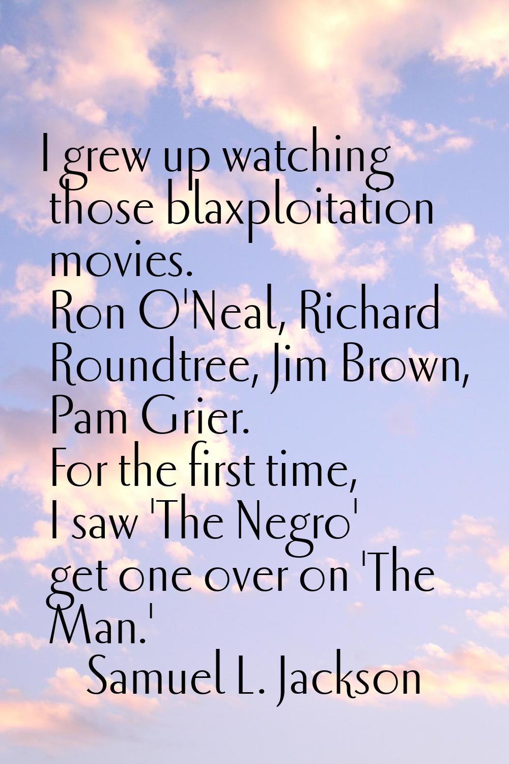 I grew up watching those blaxploitation movies. Ron O'Neal, Richard Roundtree, Jim Brown, Pam Grier