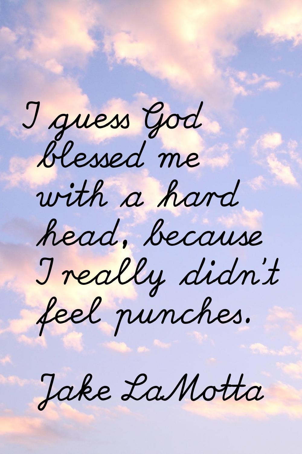 I guess God blessed me with a hard head, because I really didn't feel punches.
