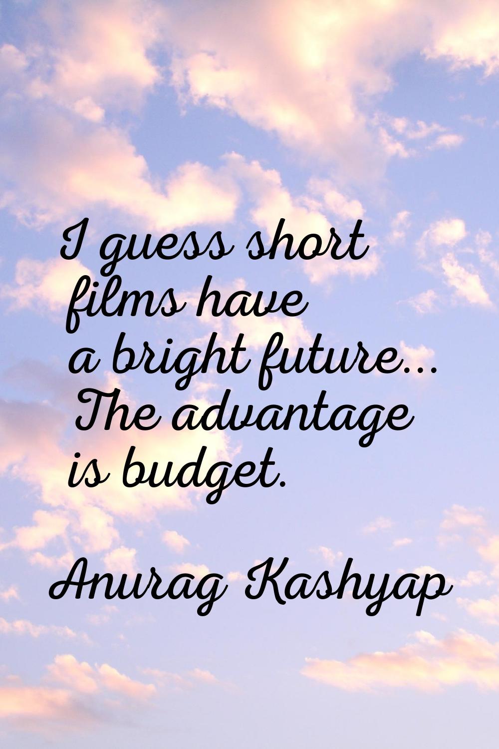 I guess short films have a bright future... The advantage is budget.