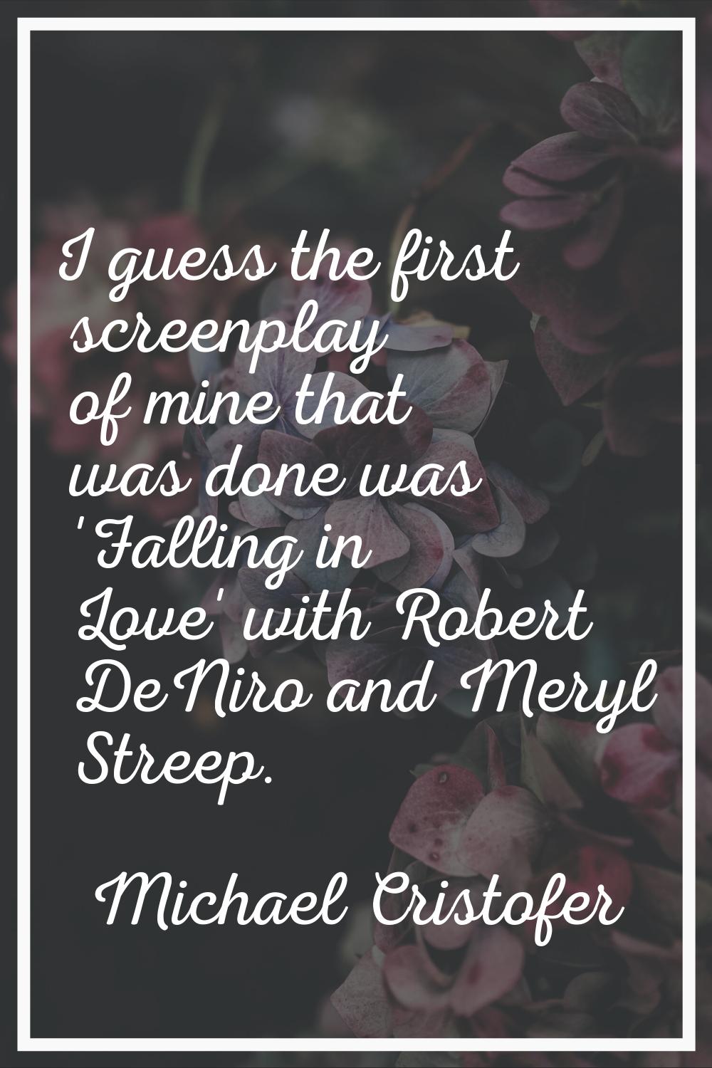 I guess the first screenplay of mine that was done was 'Falling in Love' with Robert DeNiro and Mer