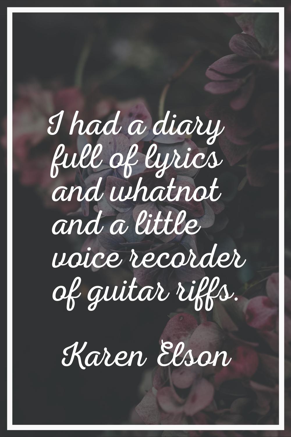 I had a diary full of lyrics and whatnot and a little voice recorder of guitar riffs.