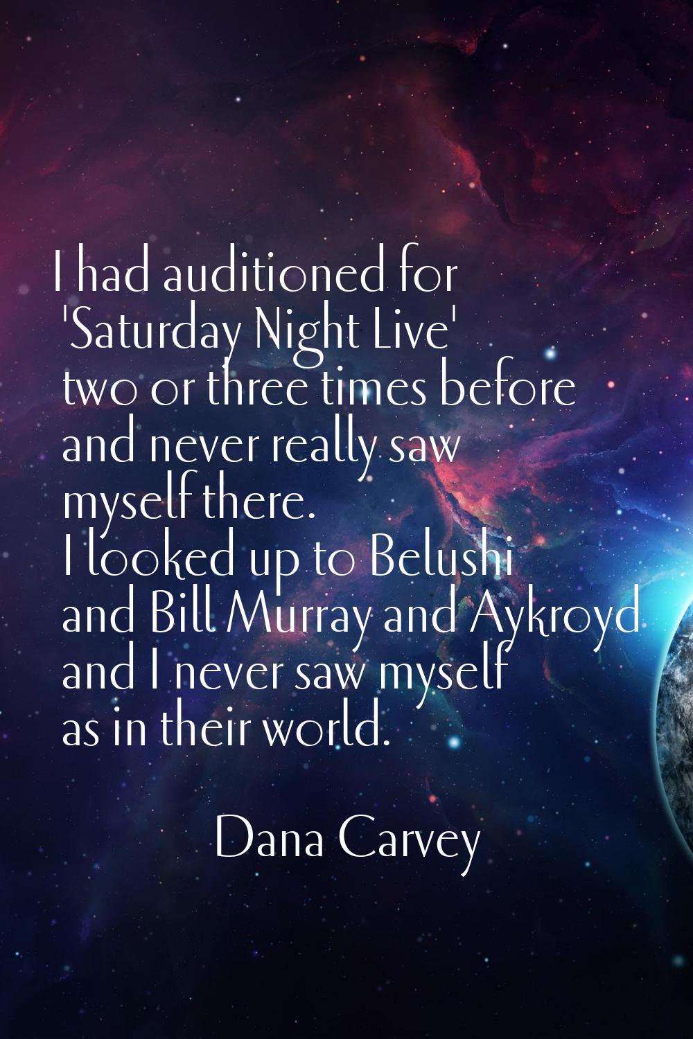 I had auditioned for 'Saturday Night Live' two or three times before and never really saw myself th