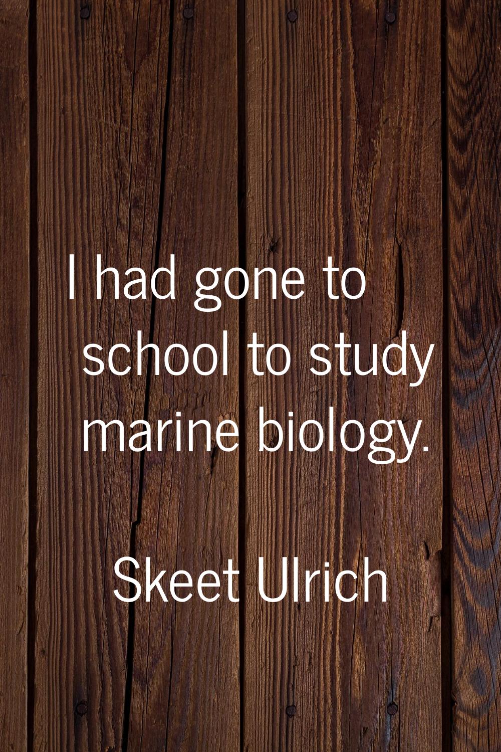 I had gone to school to study marine biology.