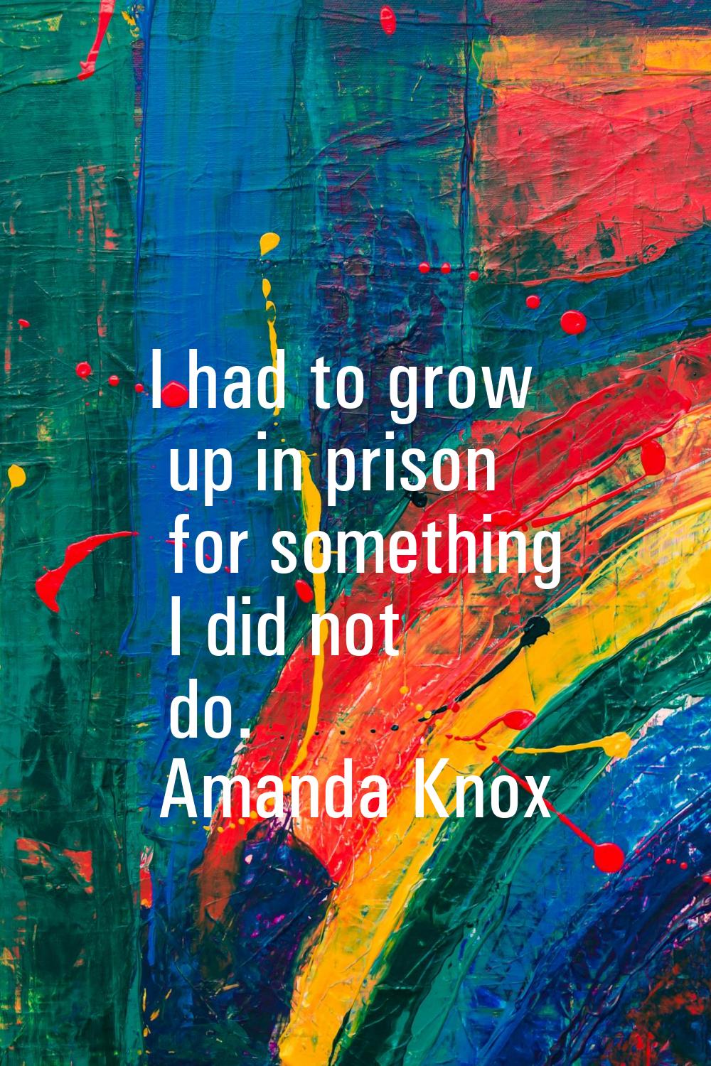 I had to grow up in prison for something I did not do.