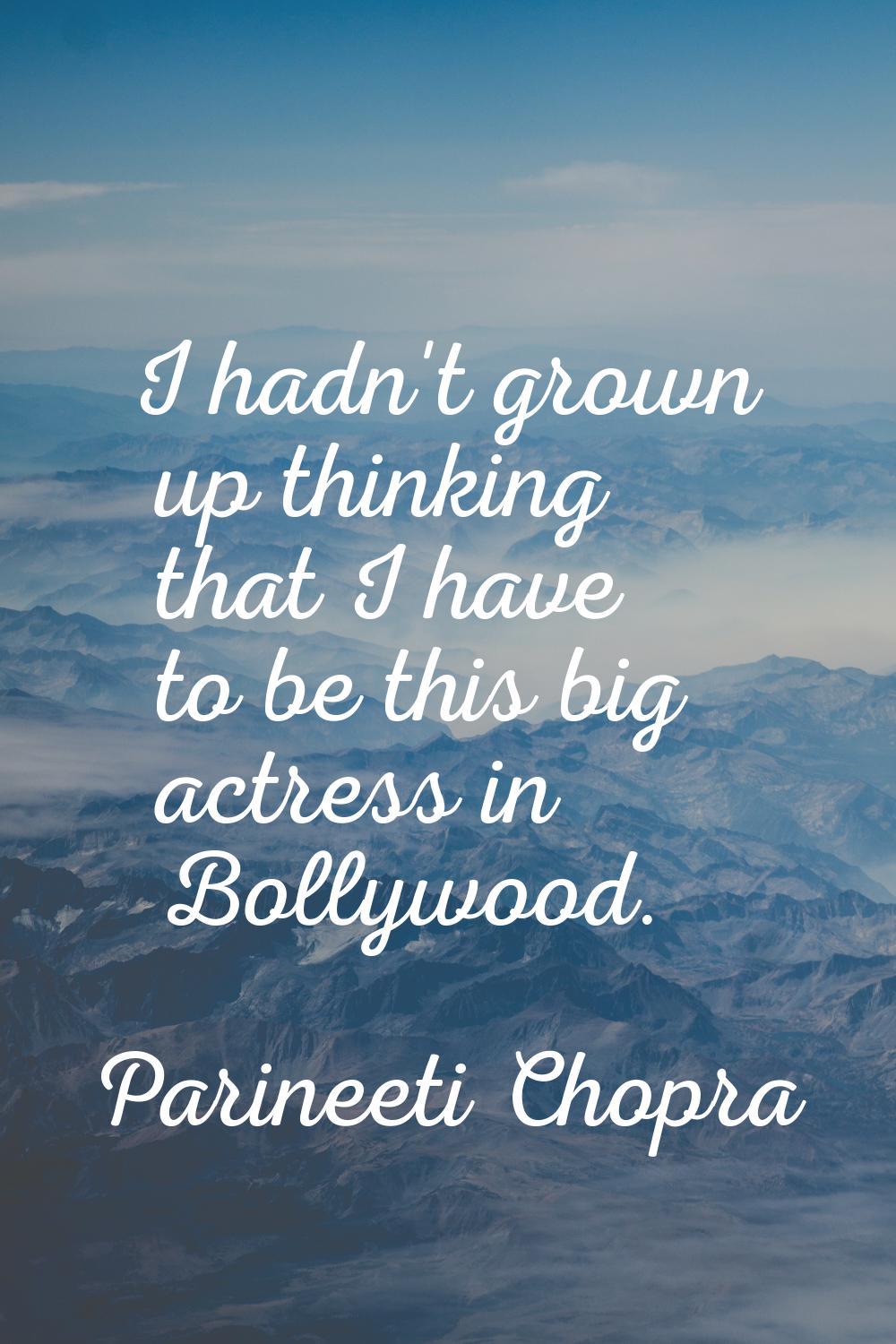 I hadn't grown up thinking that I have to be this big actress in Bollywood.