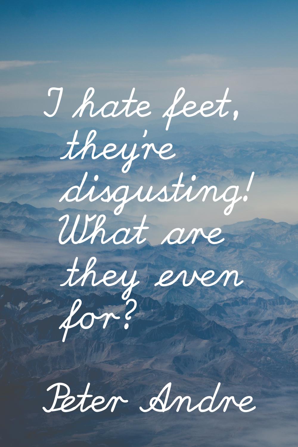 I hate feet, they're disgusting! What are they even for?