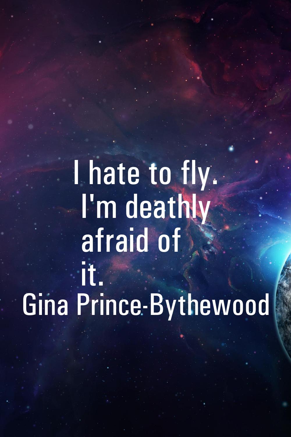 I hate to fly. I'm deathly afraid of it.