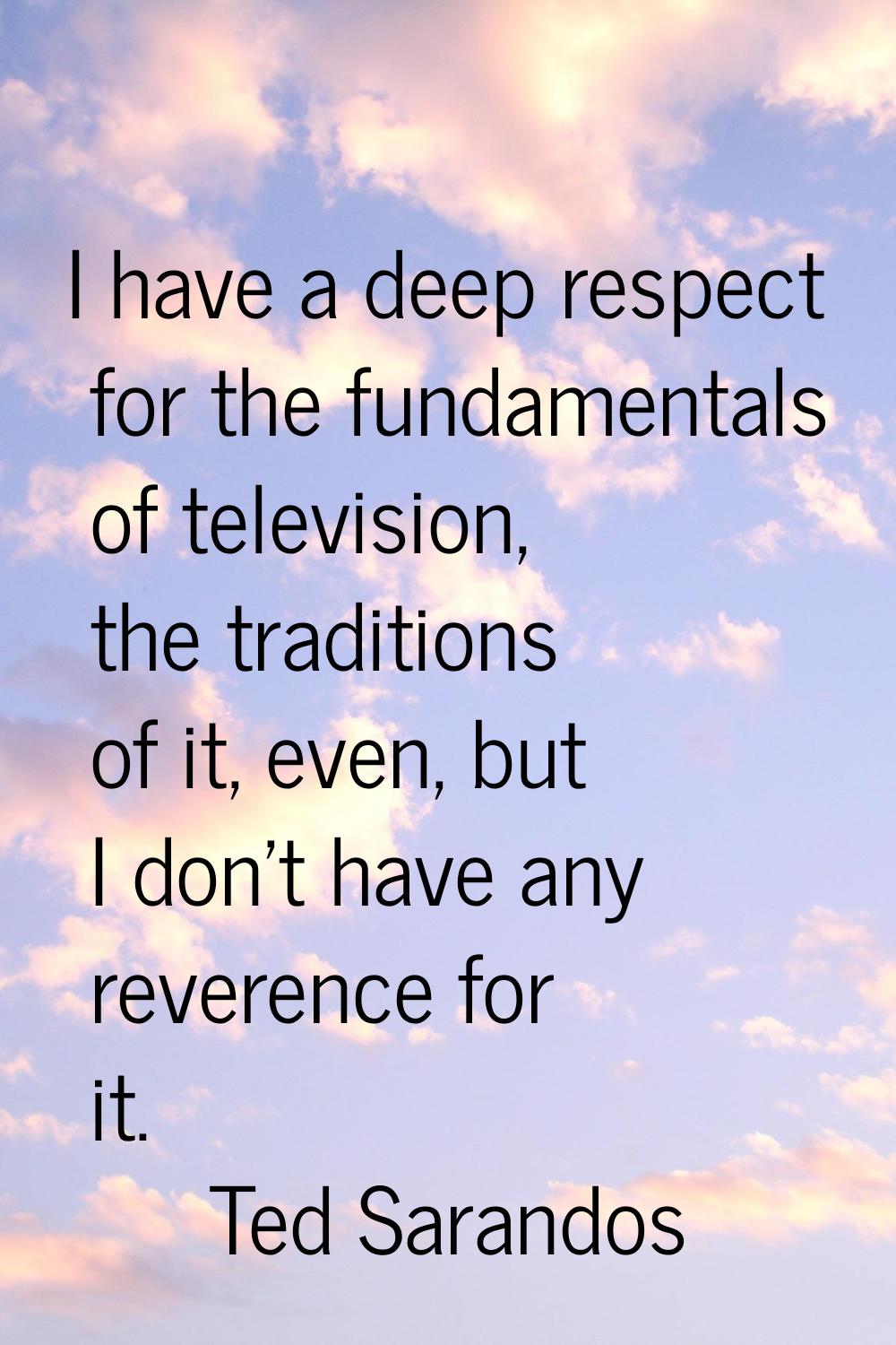 I have a deep respect for the fundamentals of television, the traditions of it, even, but I don't h