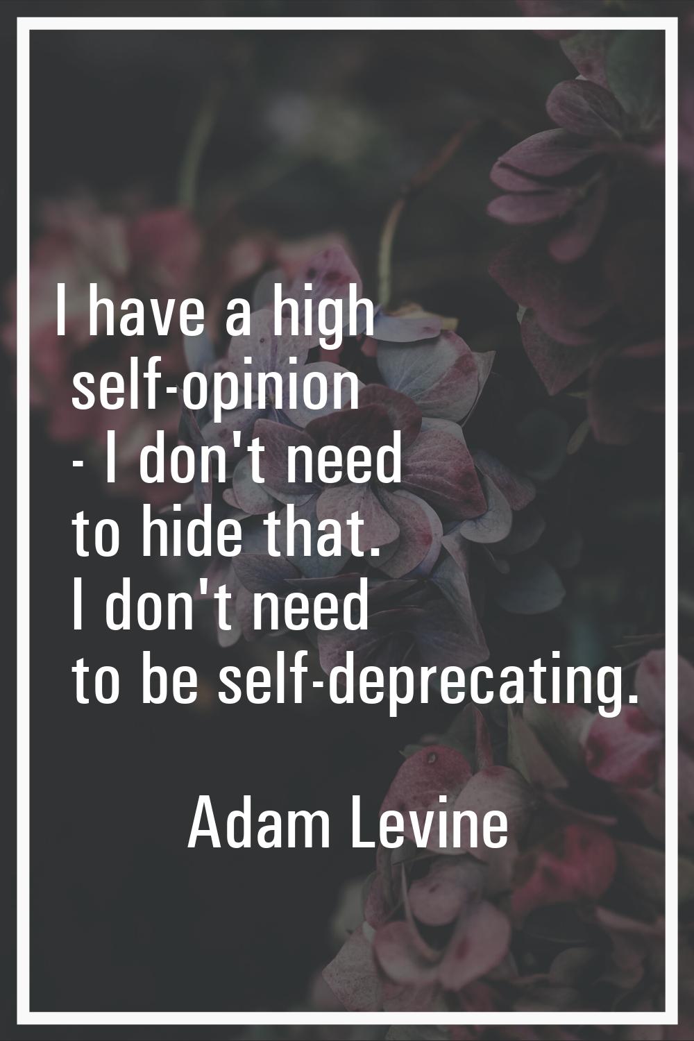I have a high self-opinion - I don't need to hide that. I don't need to be self-deprecating.