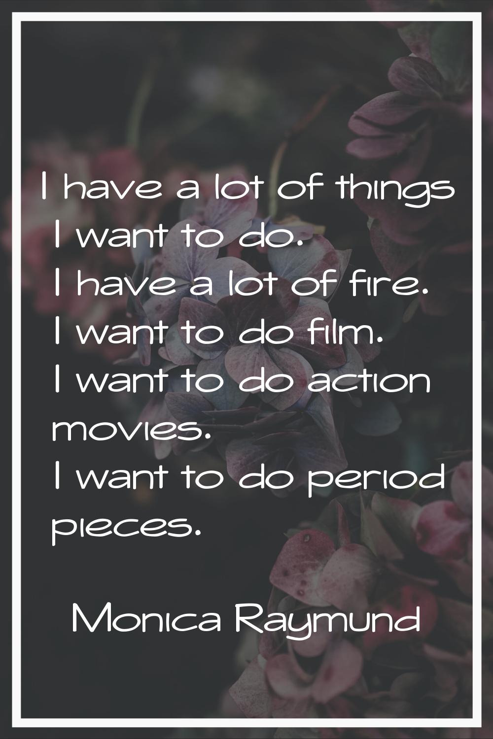 I have a lot of things I want to do. I have a lot of fire. I want to do film. I want to do action m