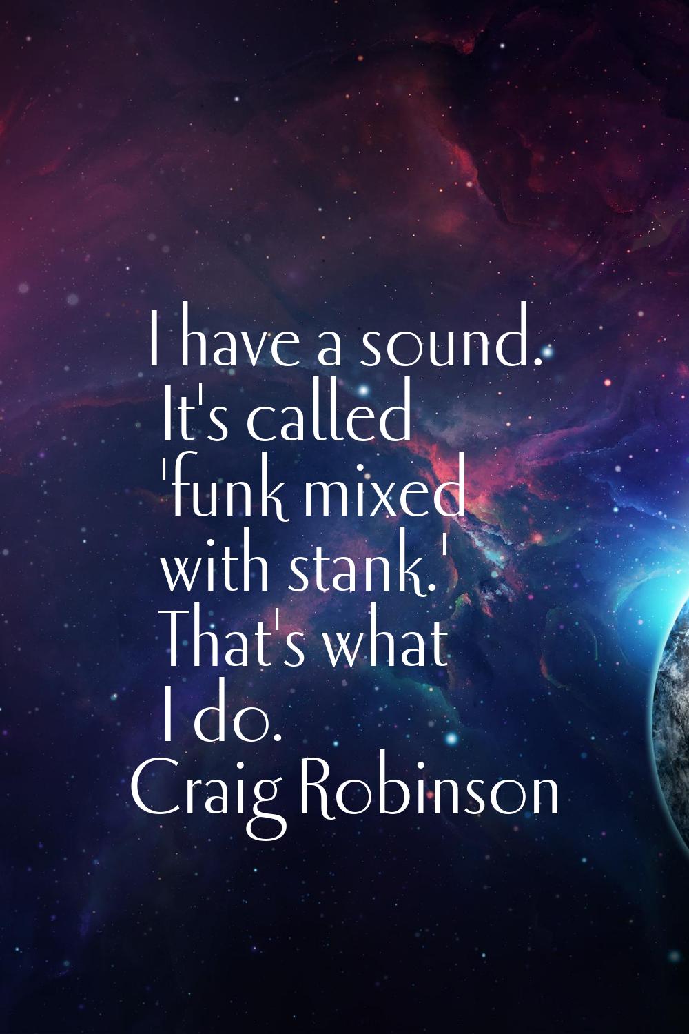 I have a sound. It's called 'funk mixed with stank.' That's what I do.