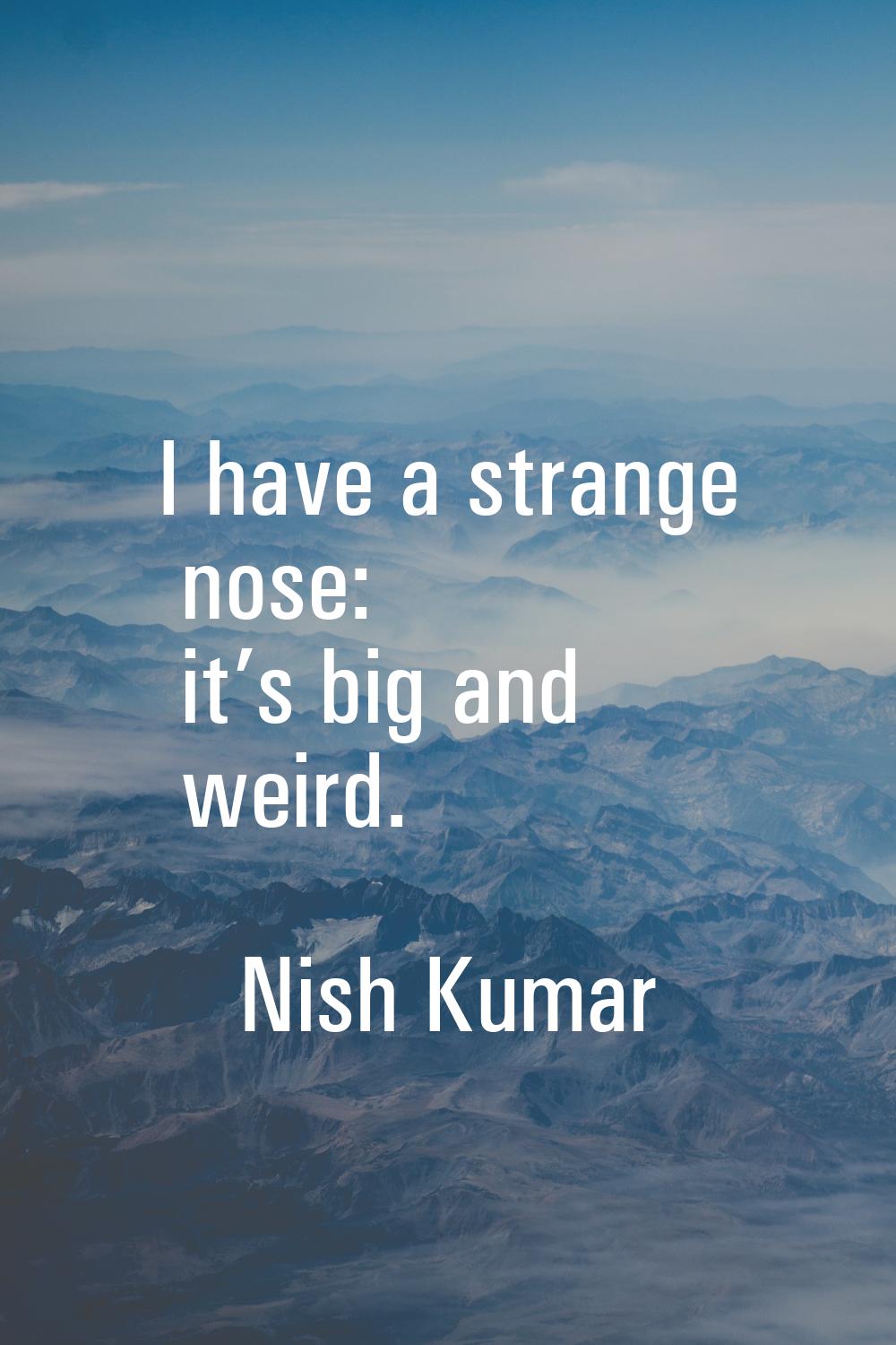 I have a strange nose: it’s big and weird.