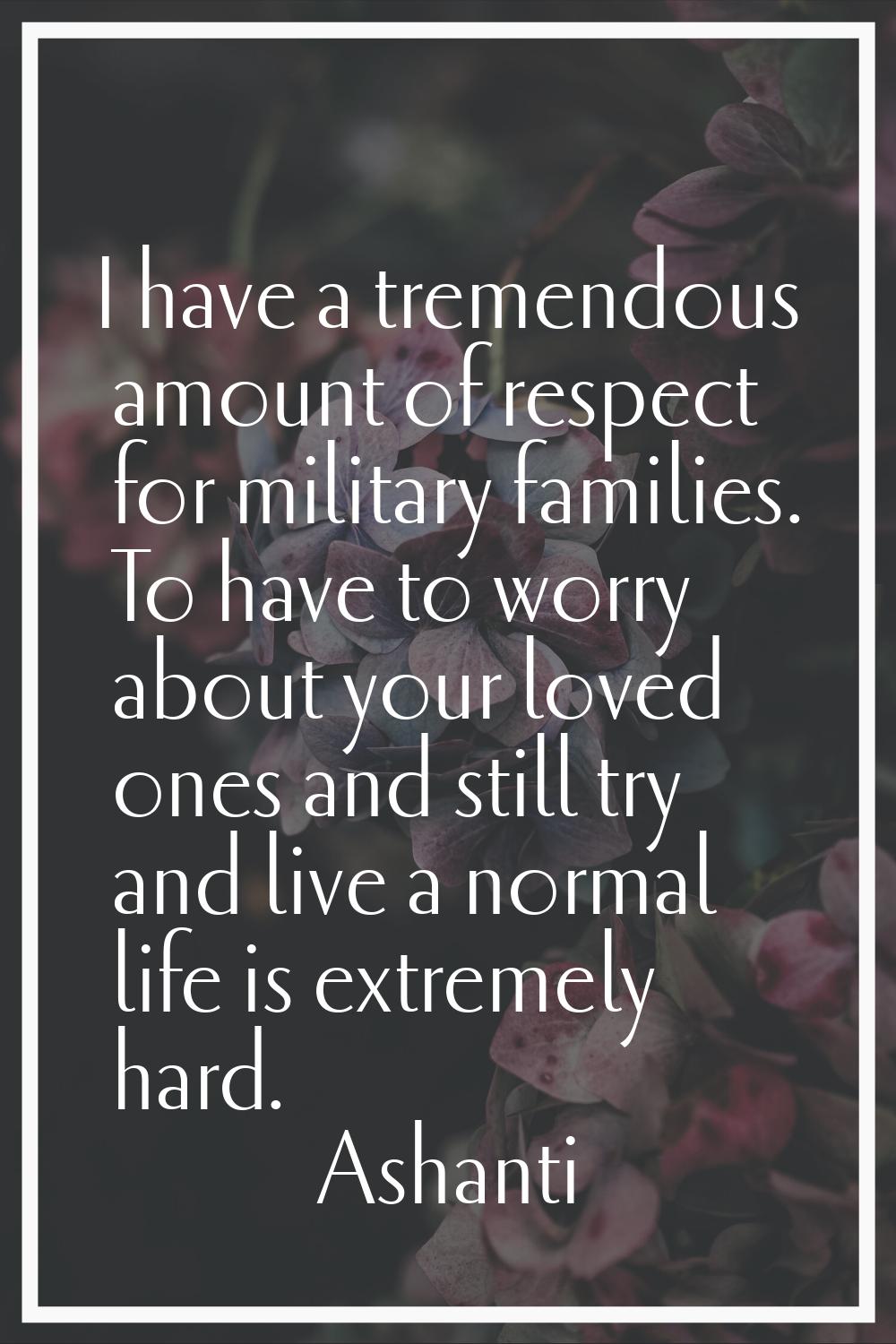 I have a tremendous amount of respect for military families. To have to worry about your loved ones