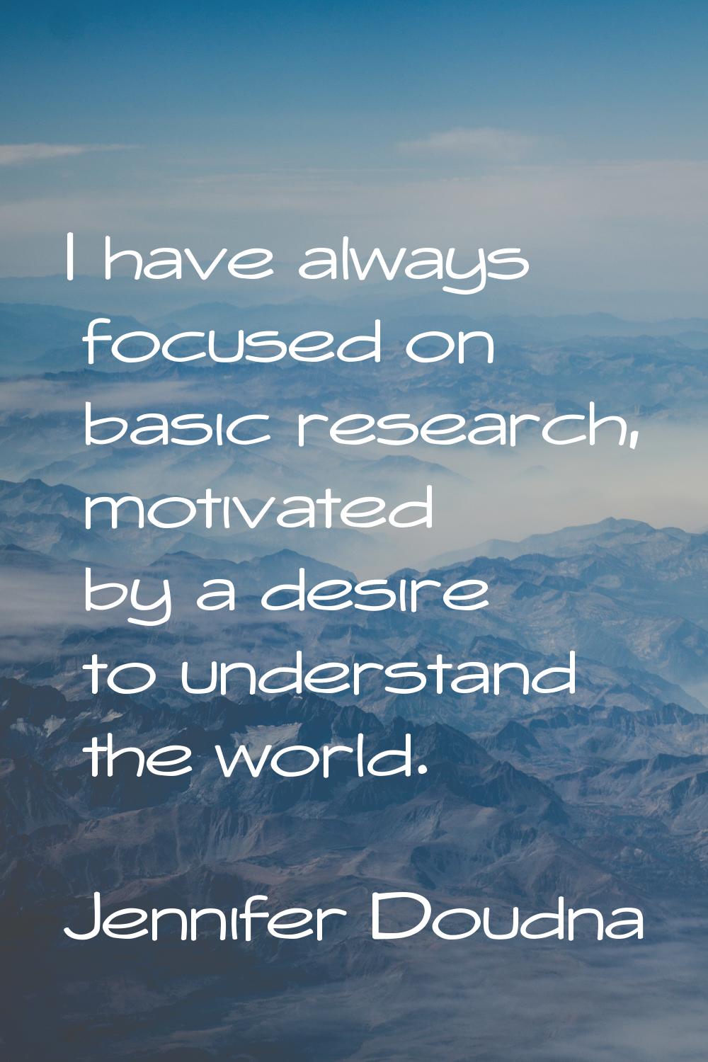 I have always focused on basic research, motivated by a desire to understand the world.