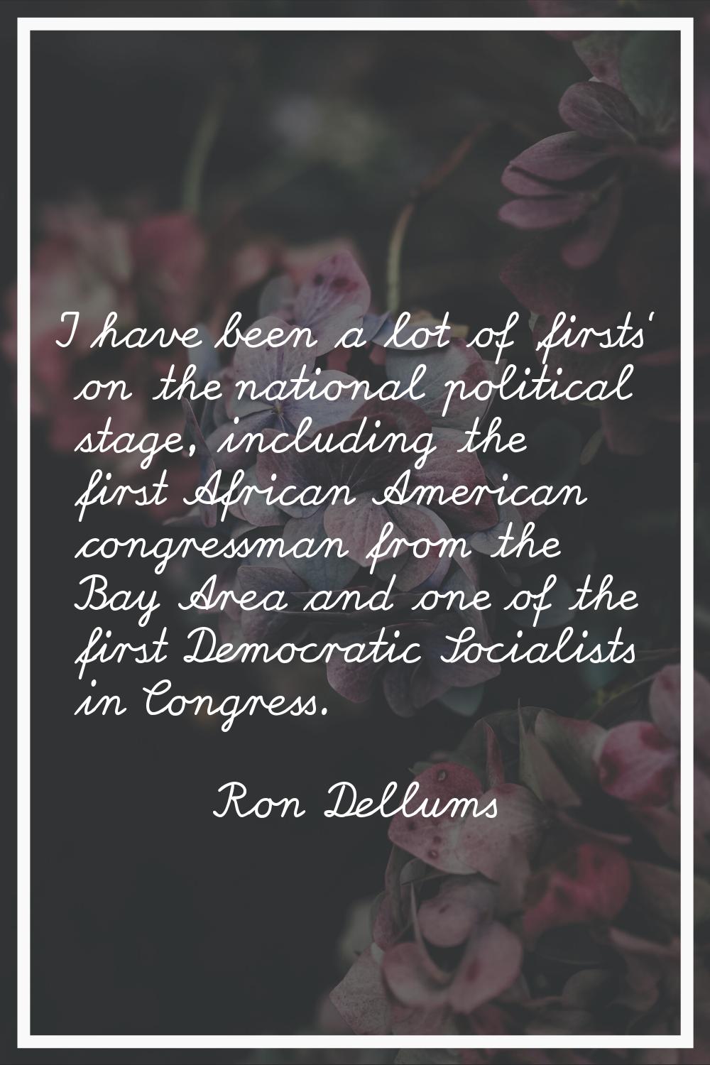 I have been a lot of 'firsts' on the national political stage, including the first African American
