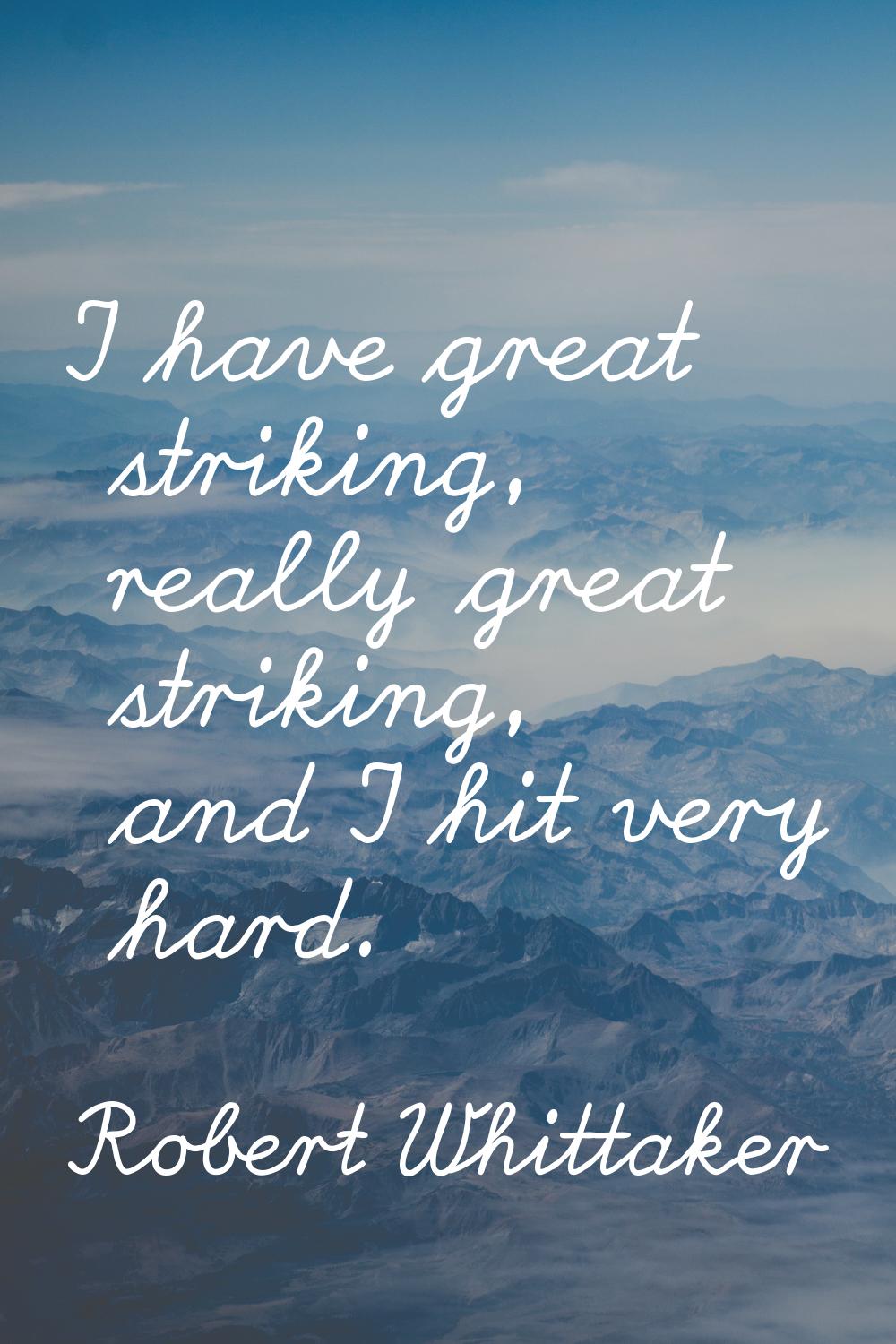 I have great striking, really great striking, and I hit very hard.