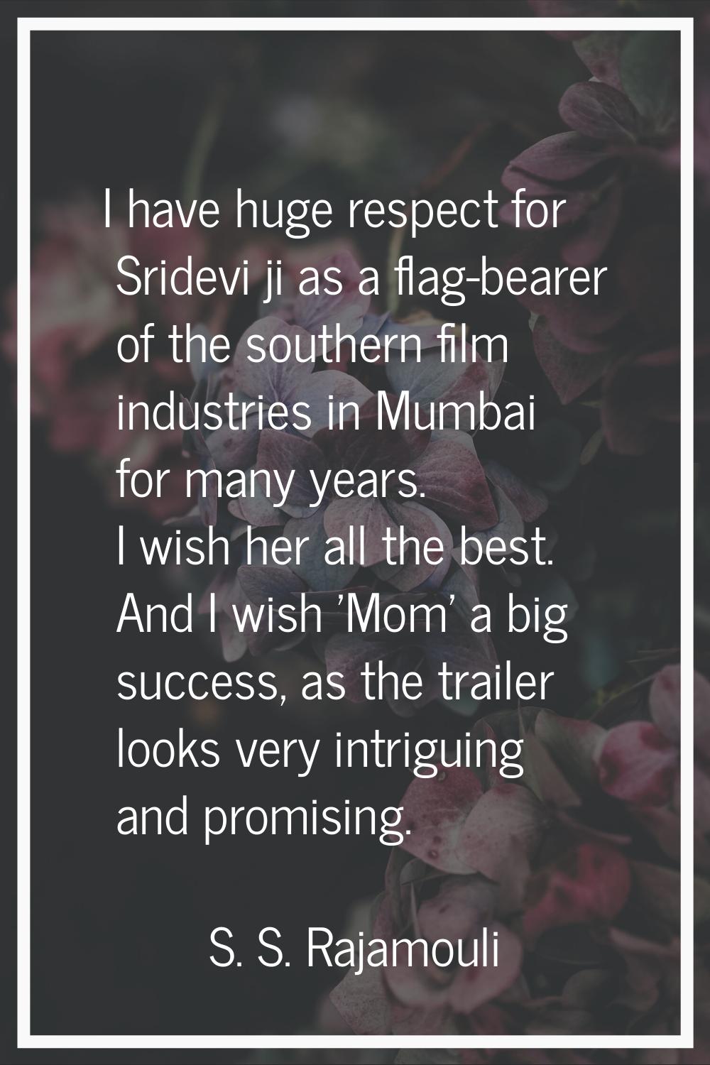 I have huge respect for Sridevi ji as a flag-bearer of the southern film industries in Mumbai for m