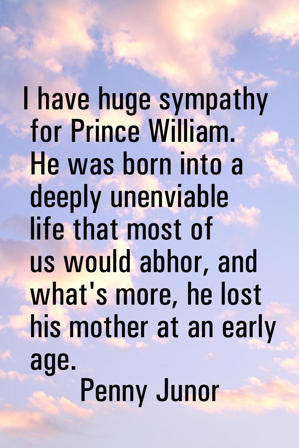 I have huge sympathy for Prince William. He was born into a deeply unenviable life that most of us 