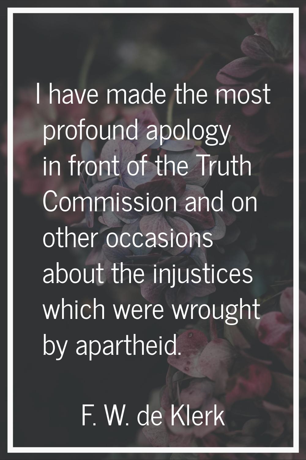 I have made the most profound apology in front of the Truth Commission and on other occasions about