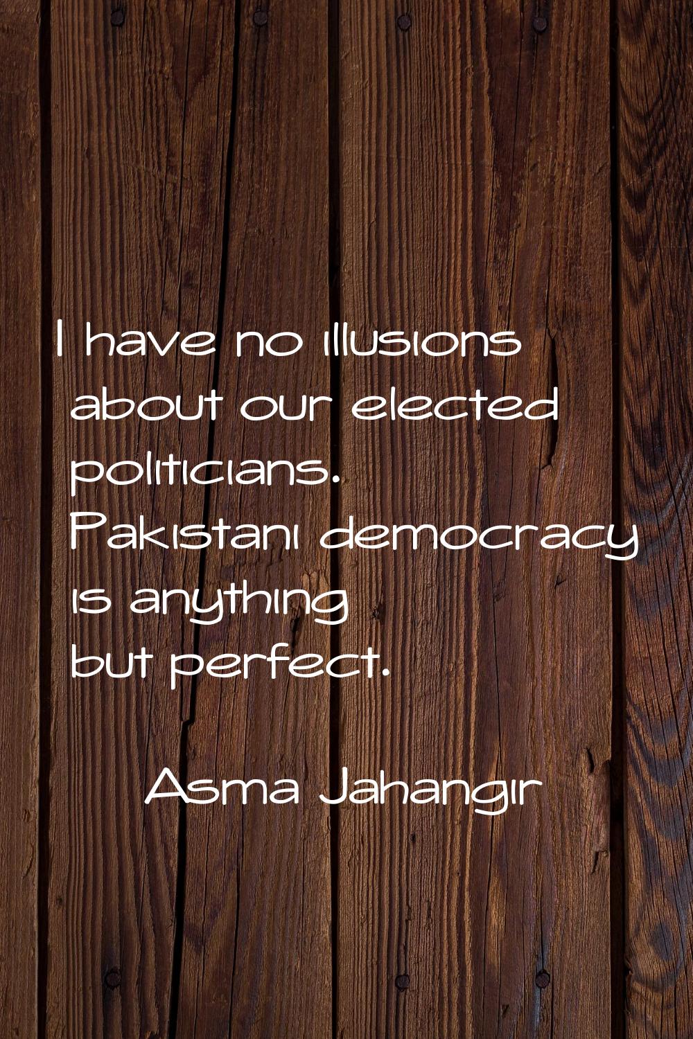 I have no illusions about our elected politicians. Pakistani democracy is anything but perfect.