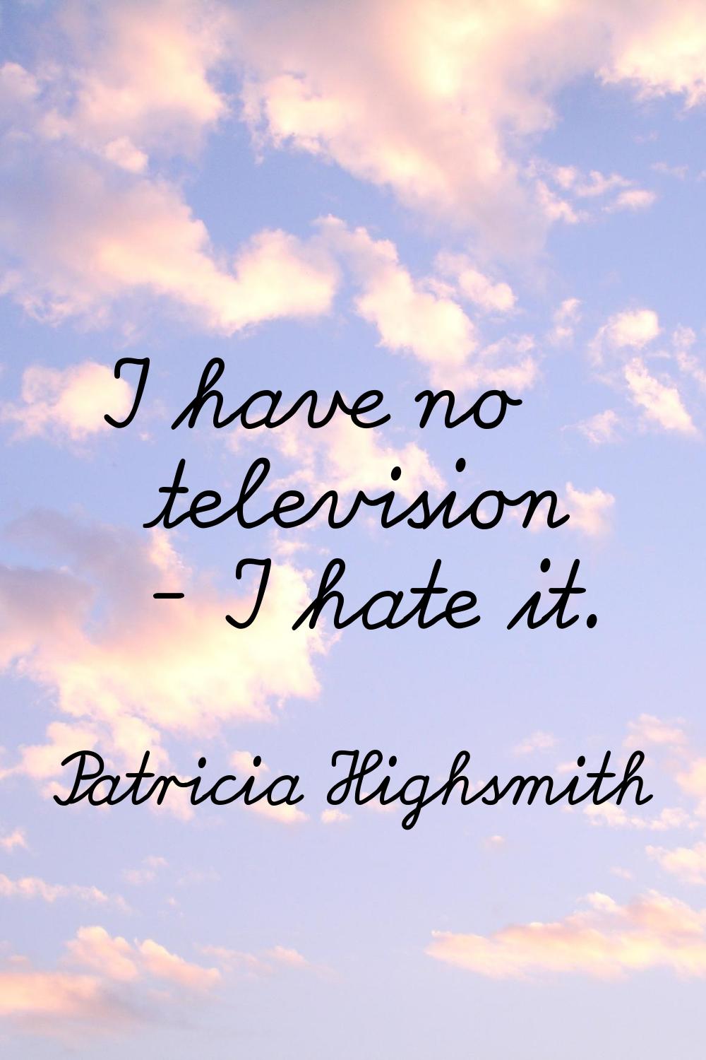I have no television - I hate it.
