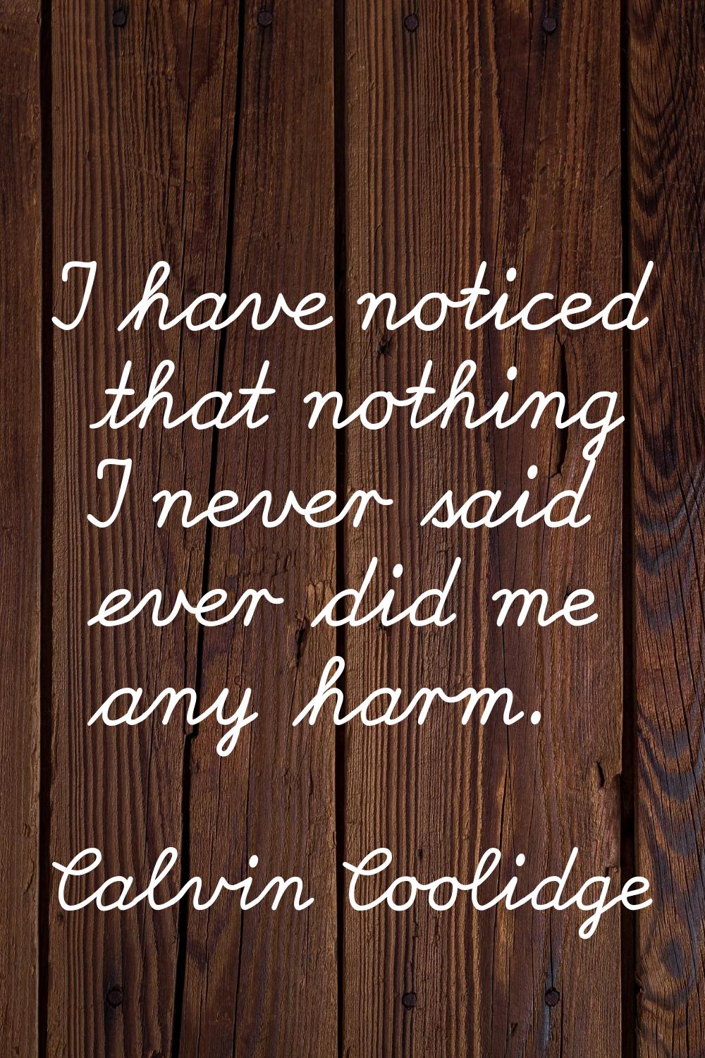 I have noticed that nothing I never said ever did me any harm.