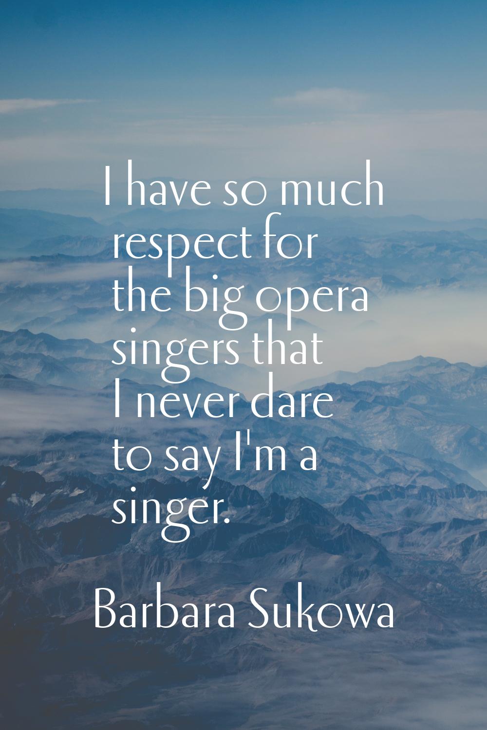I have so much respect for the big opera singers that I never dare to say I'm a singer.