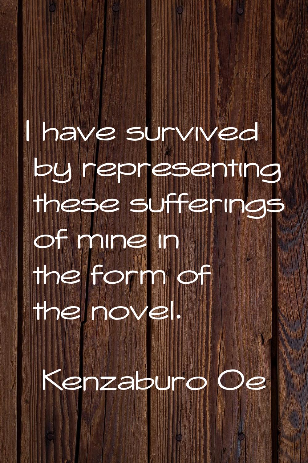I have survived by representing these sufferings of mine in the form of the novel.